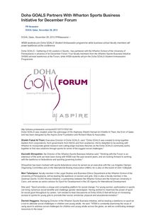 Doha GOALS Partners With Wharton Sports Business Initiative for December Forum