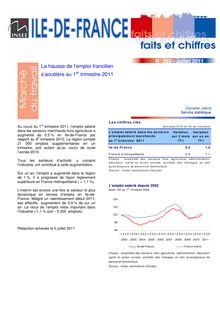La hausse de l emploi francilien s accélère     au 1er trimestre 2011