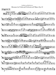 Partition basson 1, 2, Romance pour violon et orchestre, F Major
