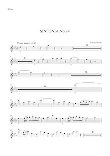 Partition flûte, Symphony Hob.I:74, E♭ major, E♭ major, Haydn, Joseph