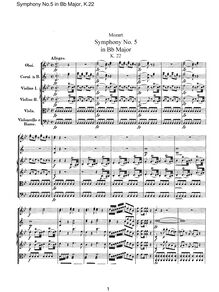 Partition complète, Symphony No.5, B♭ major, Mozart, Wolfgang Amadeus par Wolfgang Amadeus Mozart