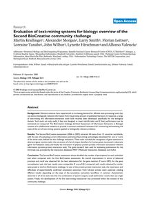Evaluation of text-mining systems for biology: overview of the Second BioCreative community challenge