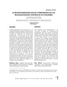 LA RESPONSABILIDAD SOCIAL CORPORATIVA DE LAS MULTINACIONALES ESPAÑOLAS EN COLOMBIA. (