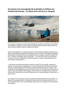 Cannes 2015 : Luc Jacquet en clôture avec La Glace et le ciel
