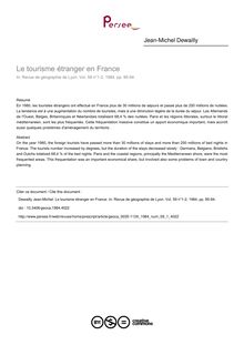 Le tourisme étranger en France - article ; n°1 ; vol.59, pg 85-94