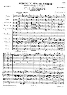 Partition complète, Rondo, Concert Rondo ; Piano Concerto No.28, K.382 ; Allegetto grazioso