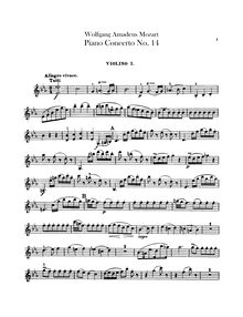 Partition violons I, Piano Concerto No.14, Piano Concerto No.14 par Wolfgang Amadeus Mozart