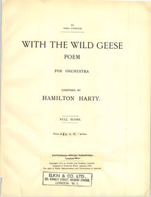 Partition couverture couleur, avec pour Wild Geese (Poem pour orchestre)