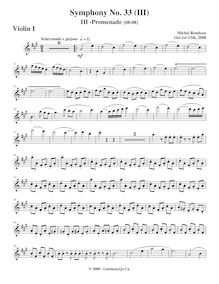 Partition violons I, Symphony No.33, A major, Rondeau, Michel par Michel Rondeau