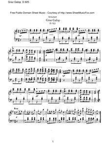 Partition complète, Graz Galop, D.925, Schubert, Franz par Franz Schubert