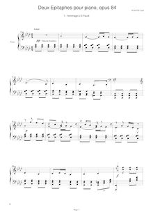 Partition 1 - Hommage à G. Fauré, 2 Epitaphes, Op. 84, Plante, Cyril