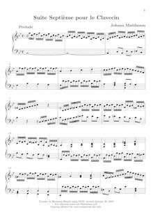 Partition complète,  7 B-Dur, suite for harpsichord, Mattheson, Johann
