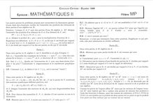 Mathématiques 2 1999 Classe Prepa MP Concours Centrale-Supélec