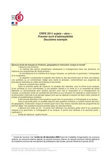 CRPE 2011 sujets « zéro » Premier écrit d admissibilité Deuxième ...