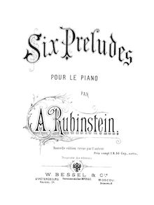 Partition complète, 6 préludes, Op.24, Rubinstein, Anton