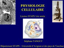 PHYSIOLOGIE CELLULAIRE Licence STAPS 1ère année Stéphane TANGUY ...