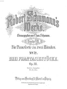 Partition complète, 3 Fantasiestücke Op.111, C minor A♭ major C minor par Robert Schumann