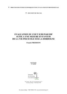 Evaluation du coût subi par EDF suite à une mesure en faveur de la vie piscicole sur la Dordogne. : 1