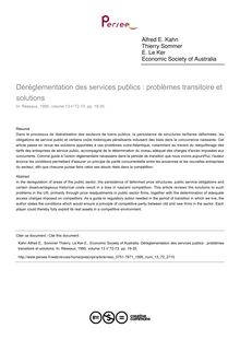 Déréglementation des services publics : problèmes transitoire et solutions - article ; n°72 ; vol.13, pg 19-35