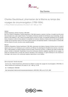 Charles Gaudichaud, pharmacien de la Marine au temps des voyages de circumnavigation (1789-1854) - article ; n°321 ; vol.87, pg 37-48