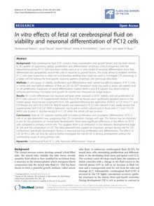 In vitro effects of fetal rat cerebrospinal fluid on viability and neuronal differentiation of PC12 cells