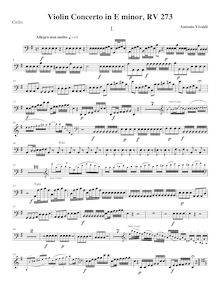 Partition violoncelles, violon Concerto en E minor, RV 273, E minor