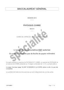Bac 2012 S Physique Chimie specialite