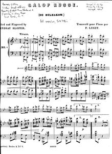 Partition complète (S.478), Bulakhows Russischer Galop par Franz Liszt
