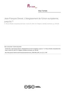 Jean-François Drevet, L élargissement de l Union européenne, jusqu où ?  ; n°4 ; vol.35, pg 205-206