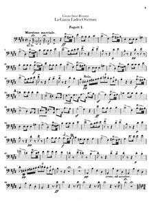 Partition basson 1, 2, La gazza ladra (pour Thieving Magpie), Melodramma semiserio in due atti