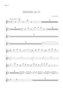 Partition hautbois I, Symphony Hob.I:74, E♭ major, E♭ major, Haydn, Joseph