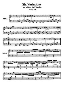 Partition complète, Six variations pour piano on  Nel cor più non mi sento  from Giovanni Paisiello s opéra  La Molinara , WoO 70