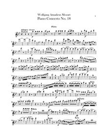 Partition flûte, Piano Concerto No.18, B♭ major, Mozart, Wolfgang Amadeus par Wolfgang Amadeus Mozart