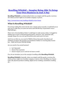 Reselling Whizkid review in particular - Reselling Whizkid bonus