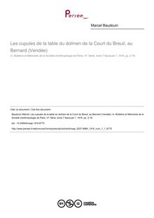 Les cupules de la table du dolmen de la Court du Breuil, au Bernard (Vendée) - article ; n°1 ; vol.7, pg 2-16