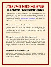 Frank Owens Contractors Review: High Standard Environmental Protection