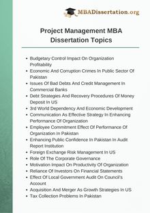 Project Management MBA Dissertation Topics