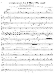 Partition Alto Saxophone (alternate pour cor 1), Symphony No.9, Die »Große« (“The Great”)