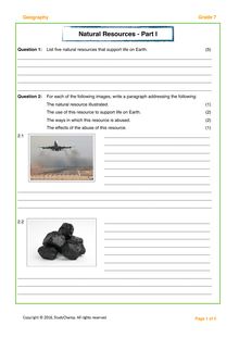 Grade 7 Geography Test: Natural Resources