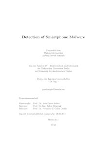 Detection of Smartphone Malware [Elektronische Ressource] / Aubrey-Derrick Schmidt. Betreuer: Sahin Albayrak