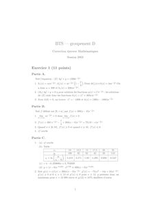 Corrige BTSBIOCON Mathematiques 2003