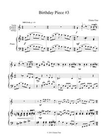 Partition complète et , partie, Birthday Piece No.3 pour viole de gambe d amore et Piano