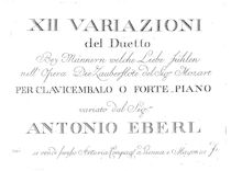 Partition complète, 12 Variations on  Bei Männern welche Liebe fühlen  from Mozart s  Die Zauberflöte 