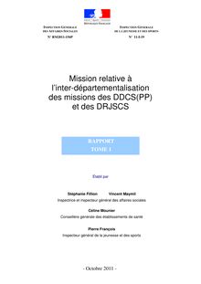 Mission relative à l inter-départementalisation des missions des DDCS(PP) et des DRJSCS