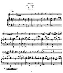 Partition Score et flûte , partie, flûte Sonata en C major, RV 48
