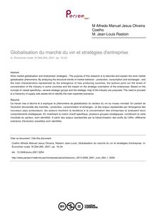 Globalisation du marché du vin et stratégies d entreprise - article ; n°1 ; vol.264, pg 16-34