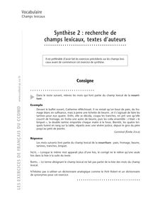 Champs lexicaux, Synthèse 2 : identification de champs lexicaux, textes d’auteurs