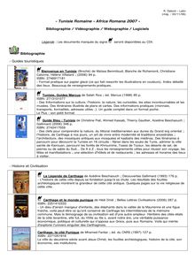 Bibliographie, webographie et filmographie - Tunisie Romaine ...