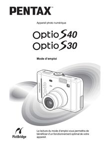 Notice Appareil Photo numériques Pentax  Optio S30