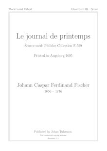 Partition  3 en B-flat major, Le Journal Du Printemps, Fischer, Johann Caspar Ferdinand